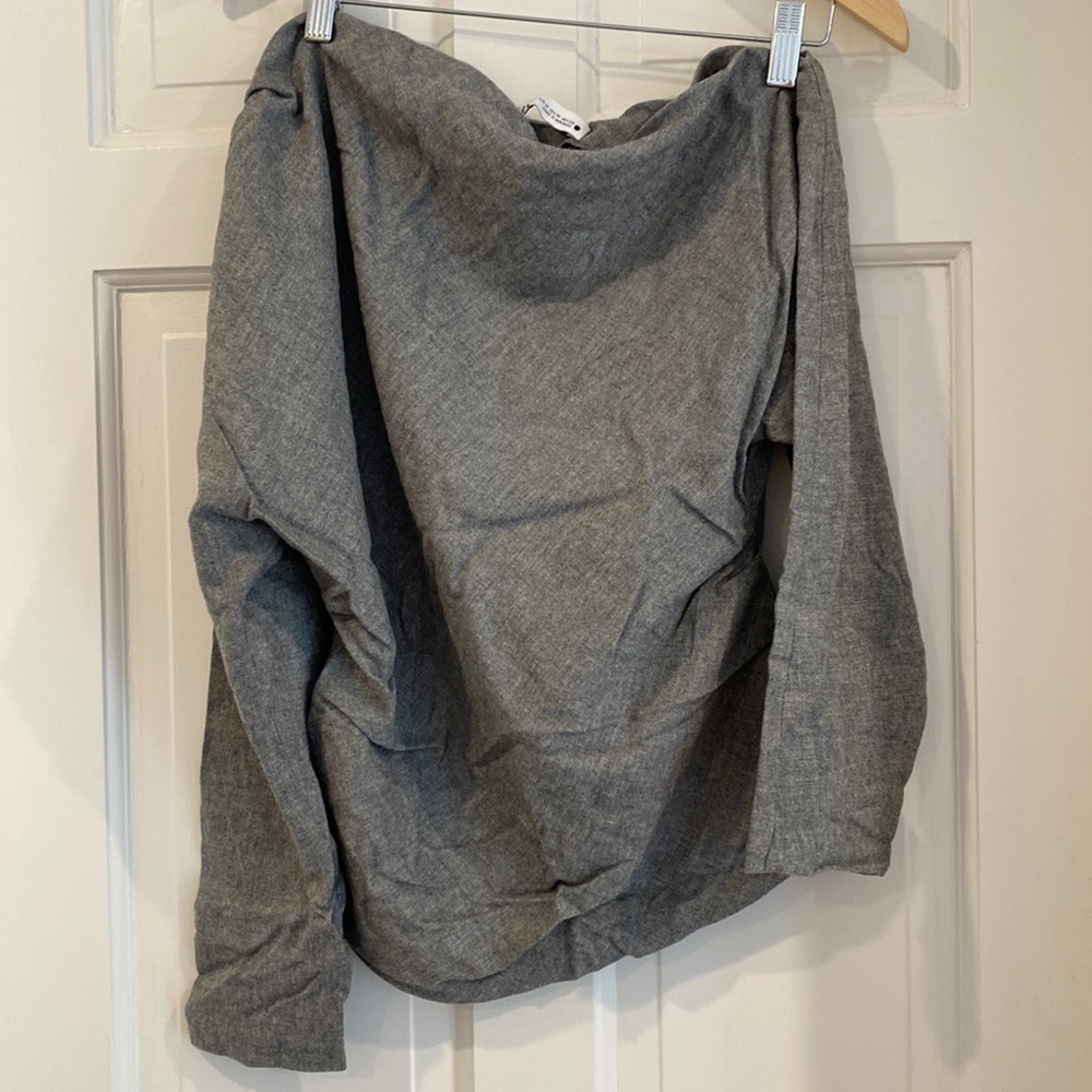 Zara wool asymmetrical long sleeve blouse.